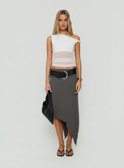 Aviza Asymmetrical Midi Skirt Grey