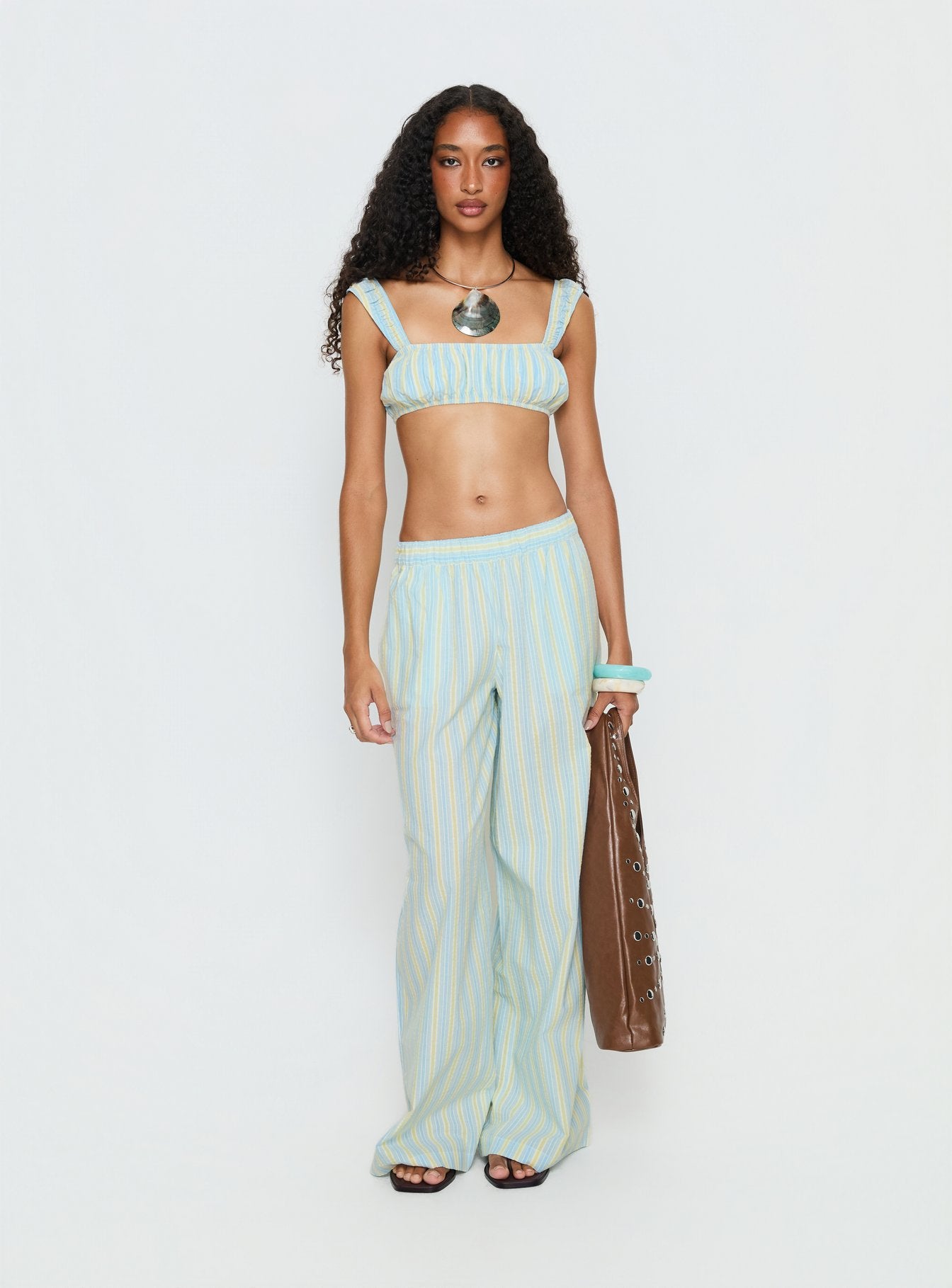 Talyssa Micro Crop Top Blue Stripe | Princess Polly