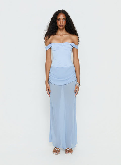 Angiola Corset Off Shoulder Maxi Dress Blue