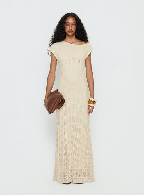 Break My Soul Knit One Shoulder Maxi Dress S | M | Beige | Womens