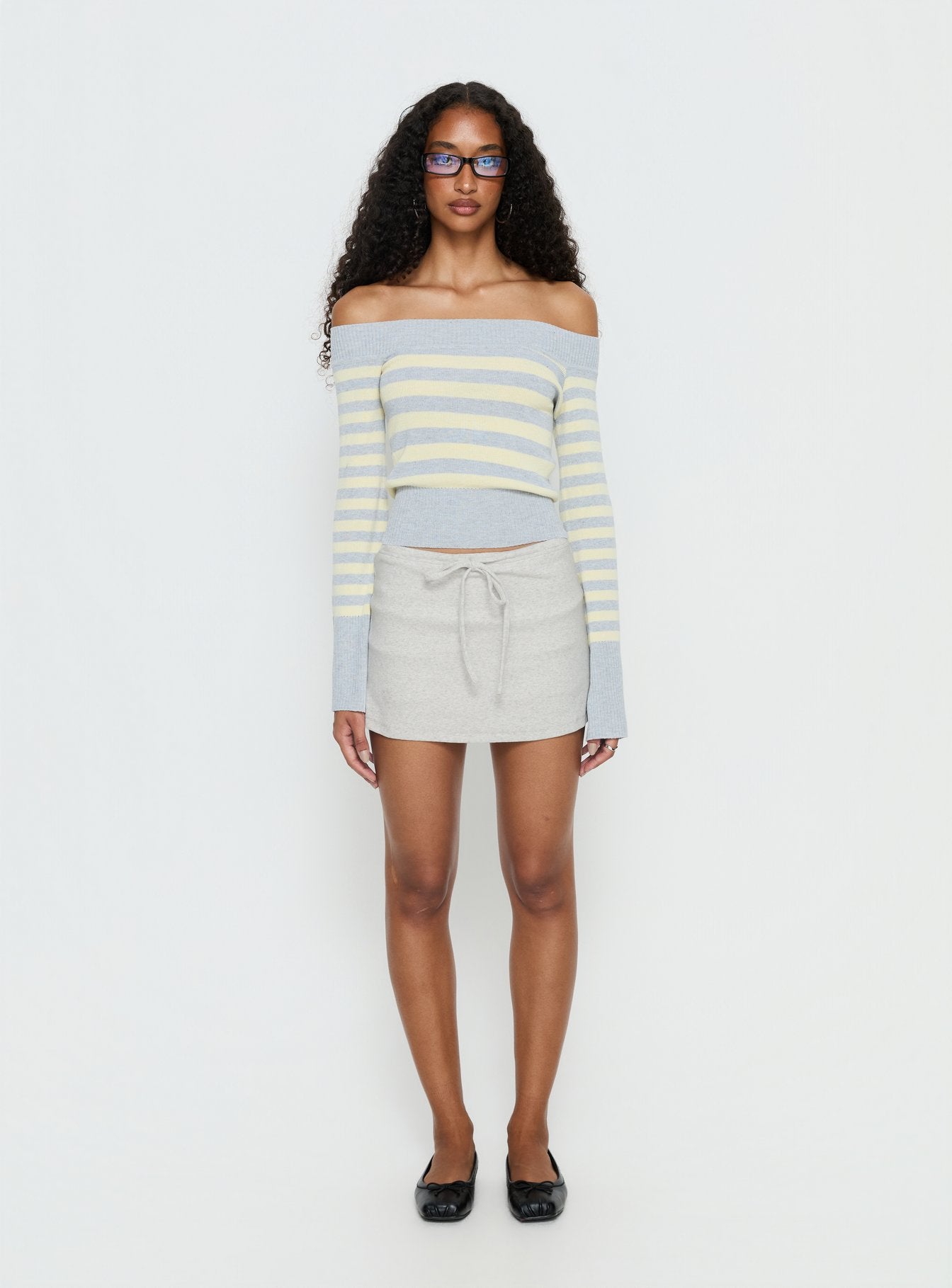 Baseline Rib Skort Grey Marle