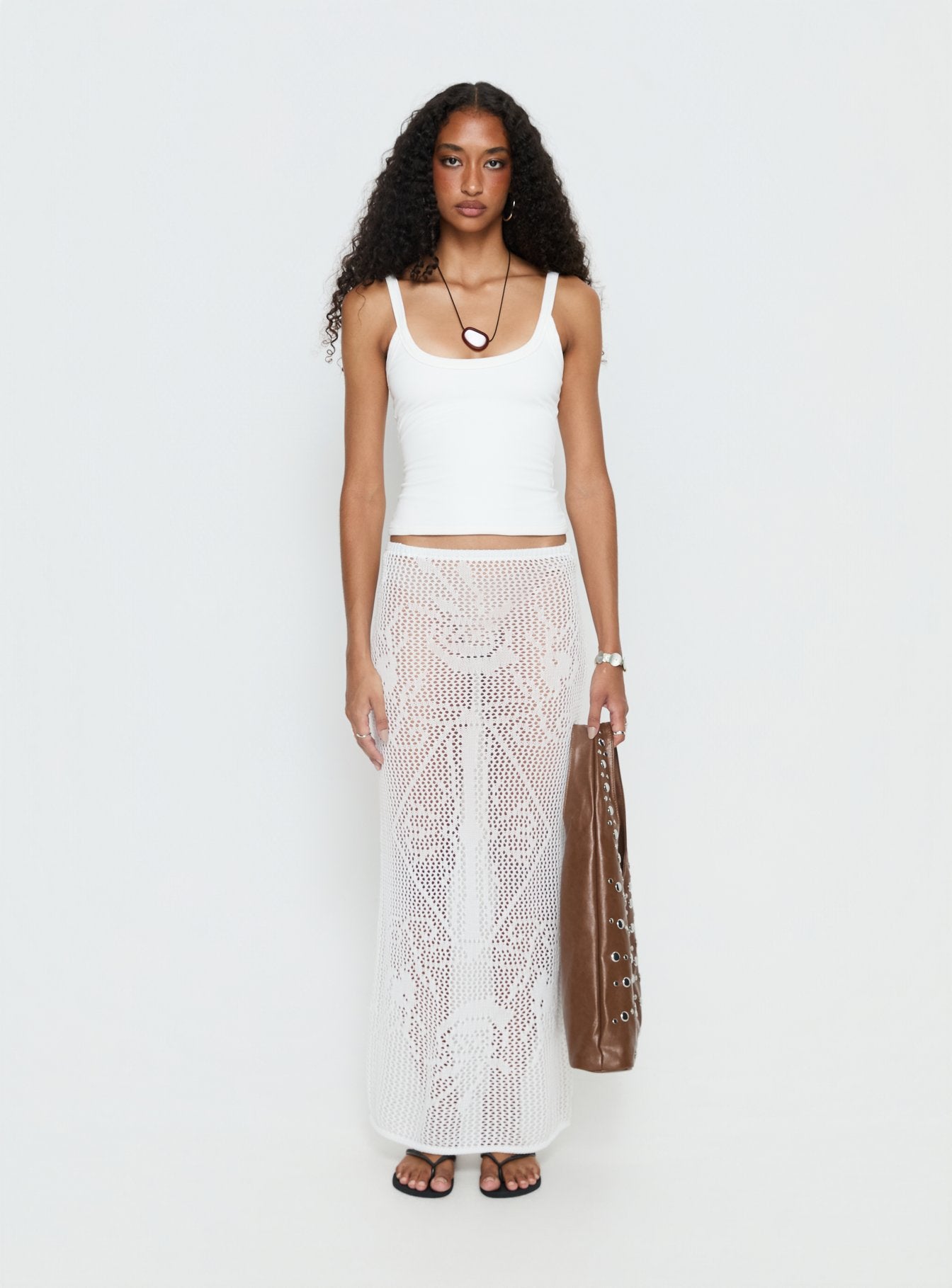 Wisteriah Sheer Maxi Skirt White | Princess Polly