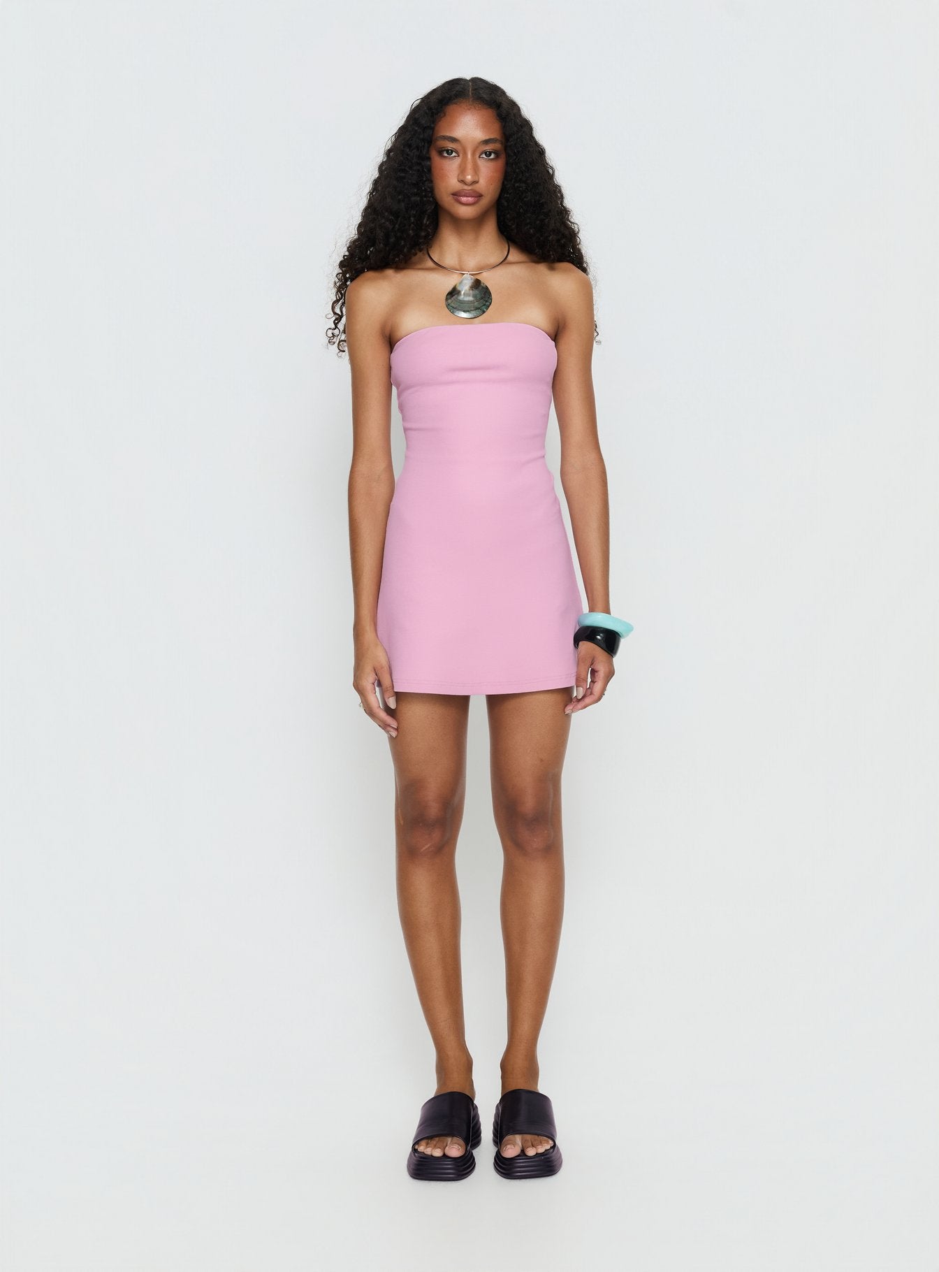 pink strapless mini dress Edikted Women's Valeriah and made to flatter Baseline Strapless Mini Dress |