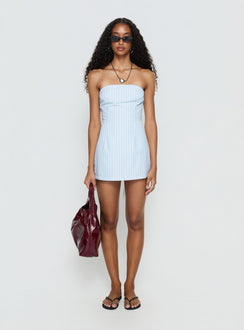 Yumiko Strapless Playsuit Blue Stripe