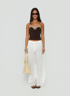Lindora Drawstring Wide Leg Pants White Broderie