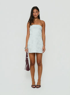 Dakhoda Strapless Mini Dress Light Blue