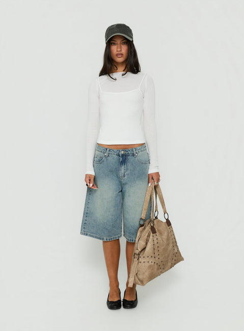 Isibella Layered Long Sleeve Top White