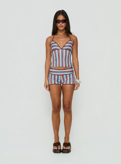 Makira Shorts Brown / Blue Stripe