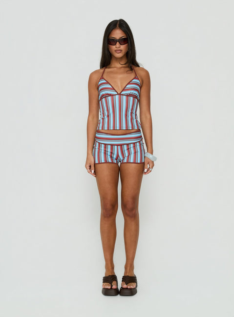 Makira Shorts Brown / Blue Stripe