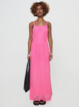 front view of model wearing Princess Polly Maribelle Maxi Dress Pink Square Neck 