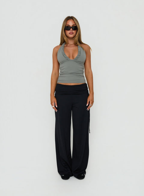 Daily Define Ruched Tie Side Pants Black