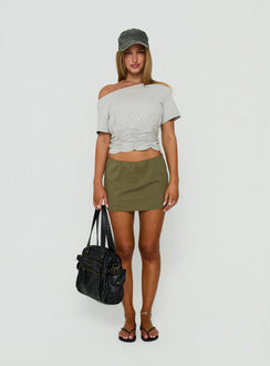 Lunea Concealed Waistband Mini Skirt Olive Green