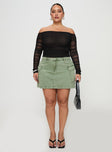 Zakai Cargo Denim Mini Skirt Green Curve