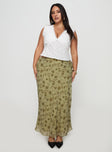   front view of model wearing Princess Polly Piazia Maxi Skirt Green Curve Maxi 