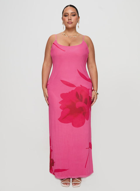 Knox Maxi Dress Hot Pink Floral Curve | Princess Polly Knox Maxi Dress Hot Pink Floral Curve | Princess Polly