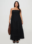 front view of model wearing Princess Polly Osment Maxi Dress Black Curve Straight Neck 