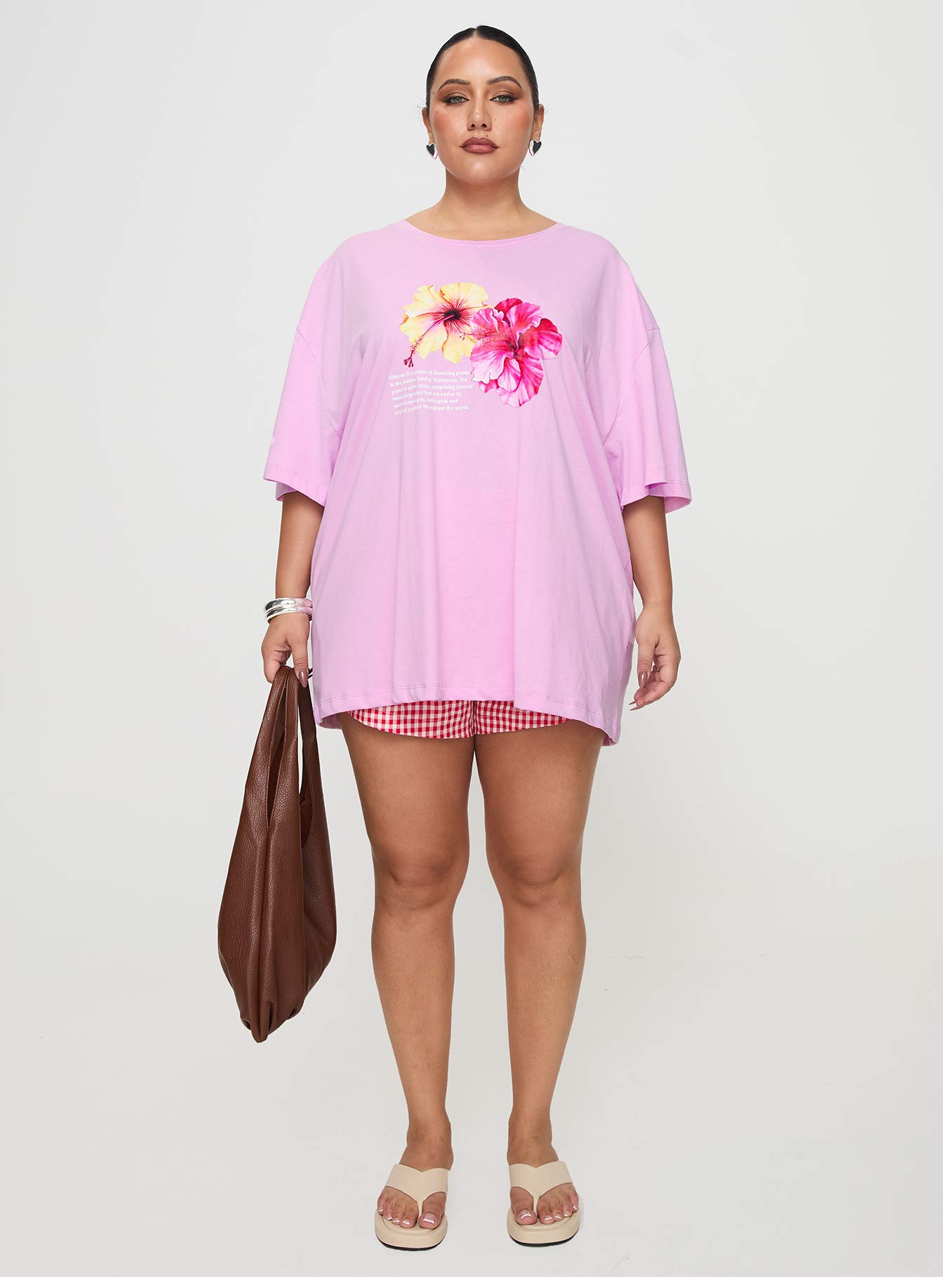 Hibiscus Haven Oversized Tee Pink Curve | Princess Polly