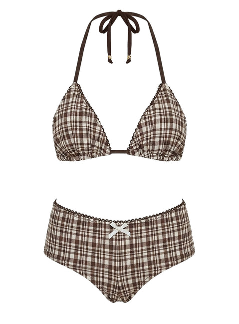 Staasie Swim Shorts Brown Check