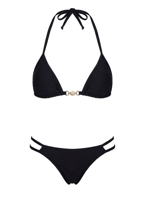 Maurita Hardware Halter Bikini Top Black