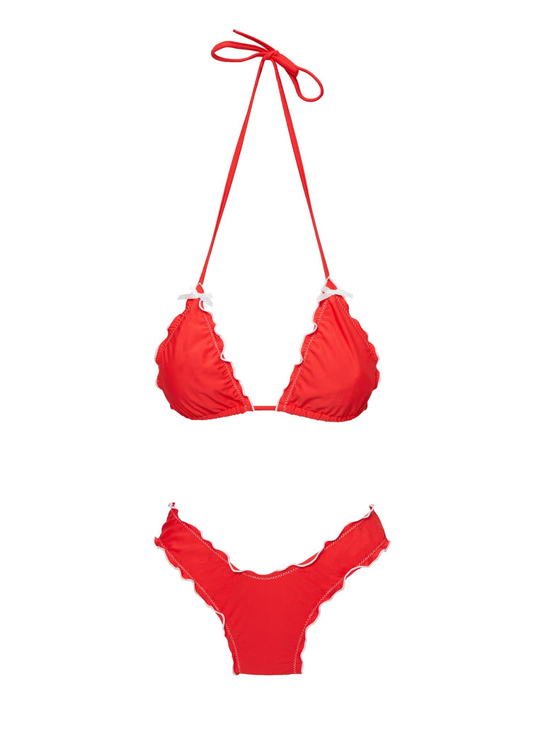 A young woman wearing a red top, bikini … – Buy image – 12480813 ❘