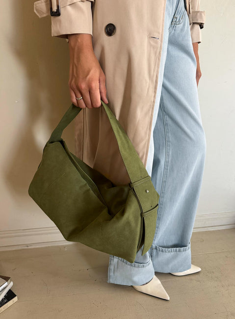 Seraphia Faux Suede Shoulder Bag Green
