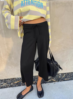 Kallora Low Rise Wide Leg Capris Black