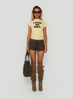 Lydee Lace Up Mini Shorts Brown