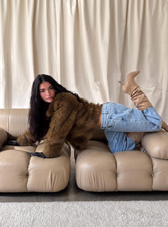 Dawnn Faux Fur Jacket Brown