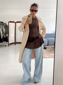 Mind Reader Ruched Mini Dress Brown