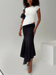   front view of model wearing Princess Polly Dreamberry Maxi Skirt Black Midi Skirts 