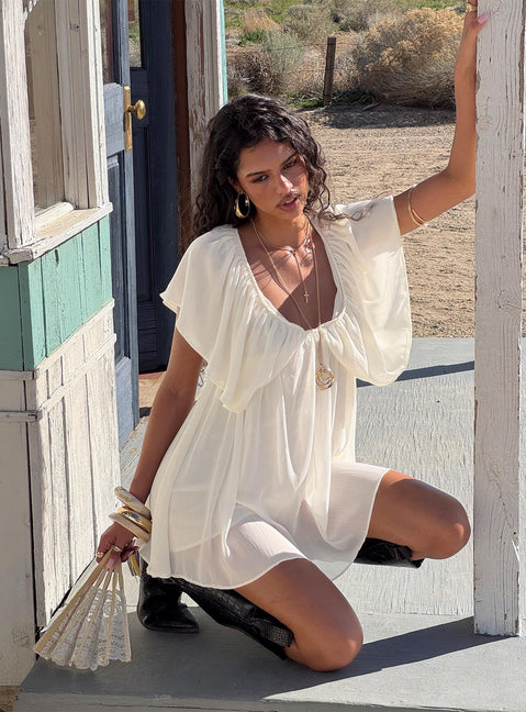 Sun Spirit Plunge Flowy Playsuit Cream