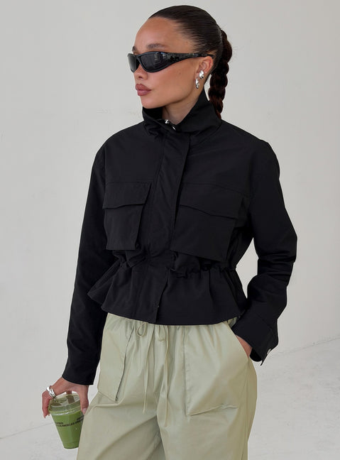 Annisa Funnel Neck Jacket Black