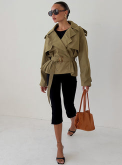 Eldora Cropped Trench Coat Green