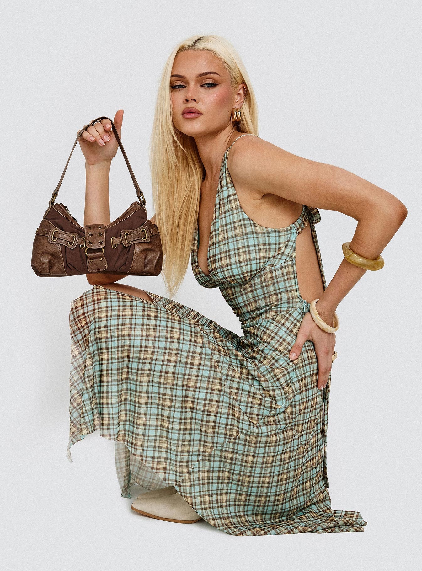 Blaize Asymmetrical Midi Dress Multi Check | Princess Polly Blaize Asymmetrical Midi Dress Multi Check | Princess Polly