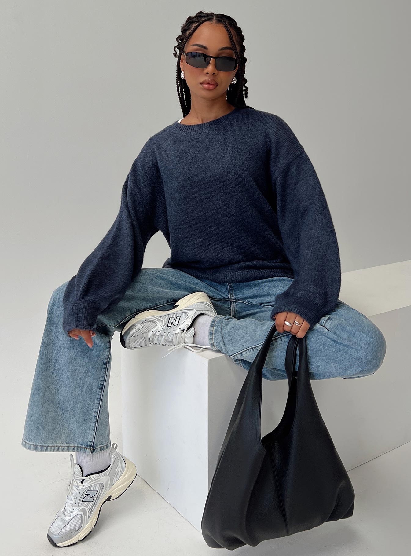 Ryanna Sweater Navy | Princess Polly