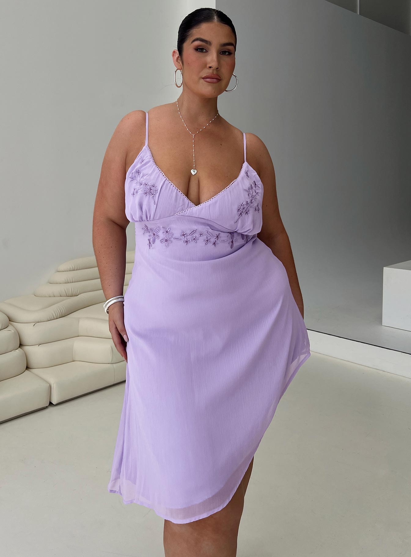 Secret Gardens Asymmetrical Midi Dress Purple Curve | Princess Polly Secret Gardens Asymmetrical Midi Dress Purple Curve | Princess Polly