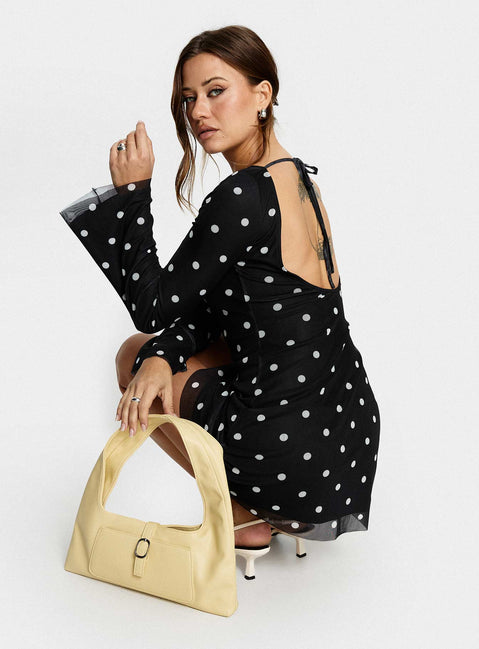 Lukea Long Sleeve Mini Dress Black Polka Dot | Princess Polly Lukea Long Sleeve Mini Dress Black Polka Dot | Princess Polly