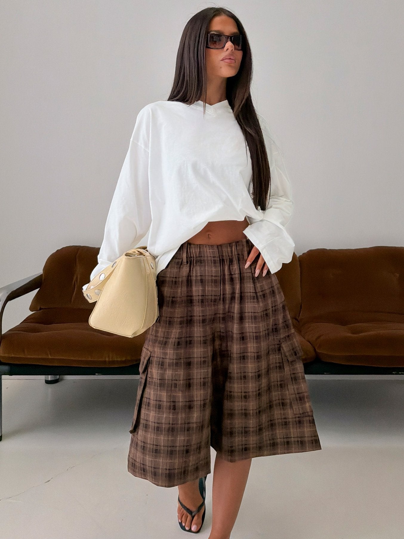 Settle Down Long Sleeve V Neck Top White