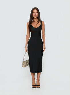 Justina Bandage Midi Dress Black Petite