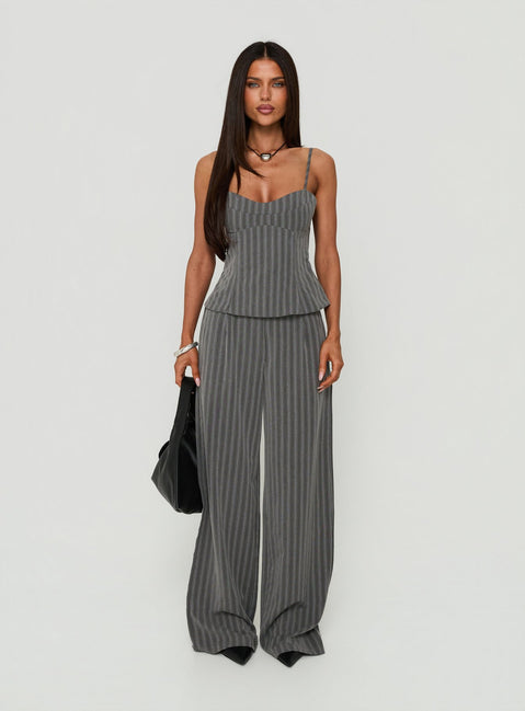 Kierstyn Corset Set Grey Stripe