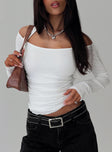 Shivers Halter Long Sleeve Top White