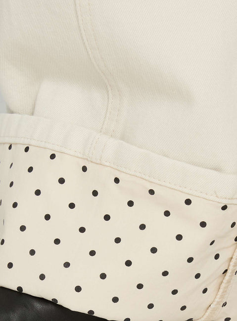 Styled Nikoletta Foldover Jeans Cream / Polka Petite womens-jeans in high-rise detail Princess Polly