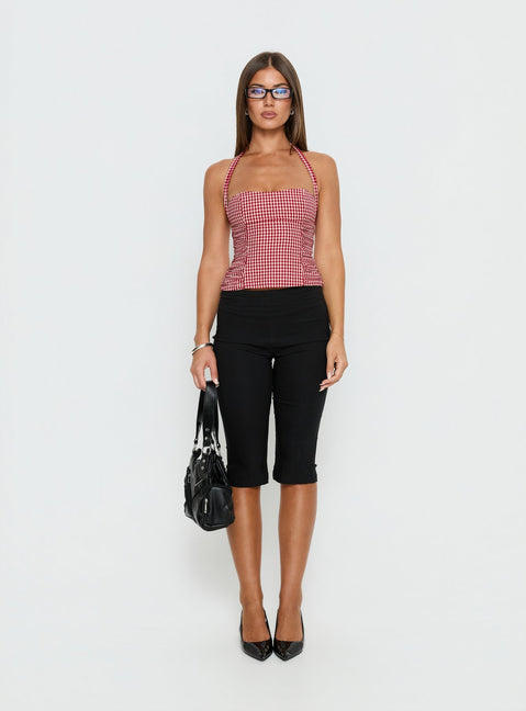 West Coast Love Halter Top Red Gingham