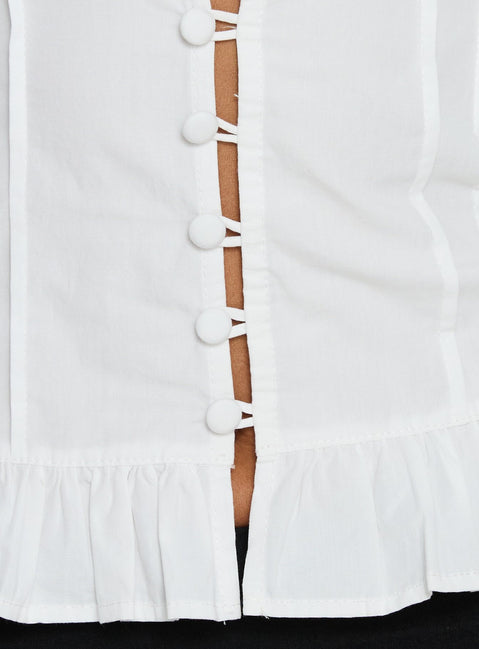 Yamila Keyhole Blouse Top White