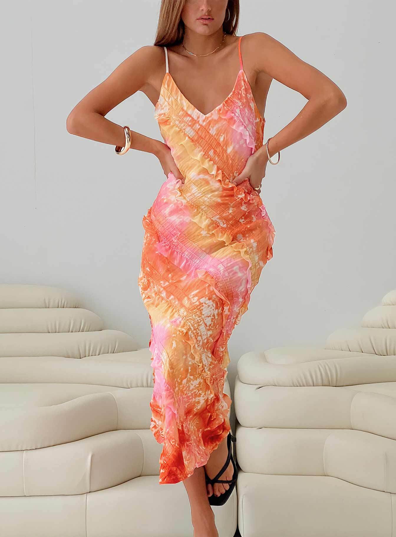 Lars Maxi Dress Orange Multi | Princess Polly Lars Maxi Dress Orange Multi | Princess Polly