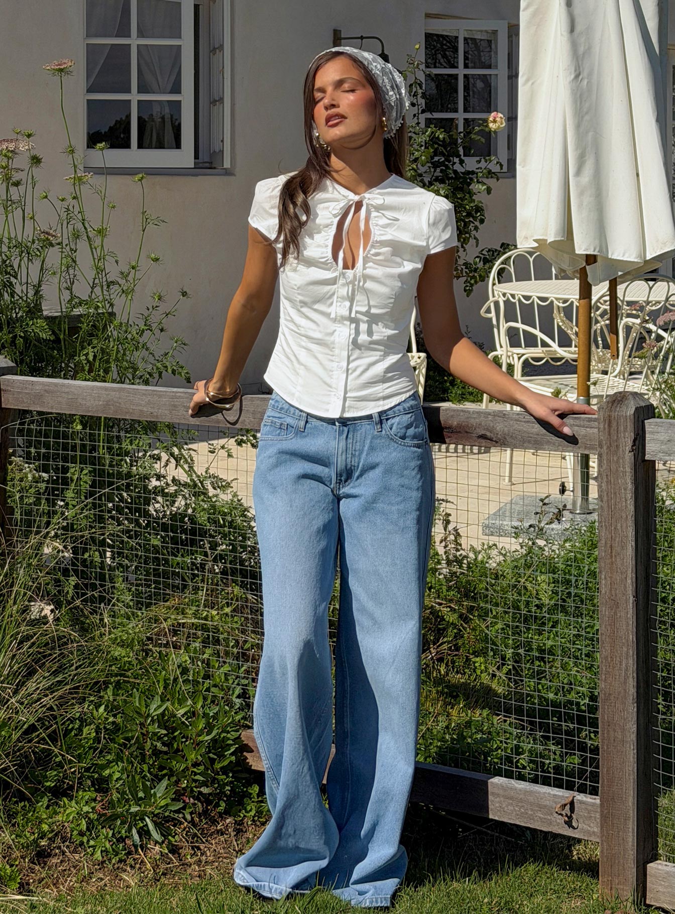 Ramos Low Rise Wide Leg Denim Jeans Bright Blue Wash Mid Rise Jeans Jeans 