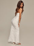 White Strapless lace maxi dress