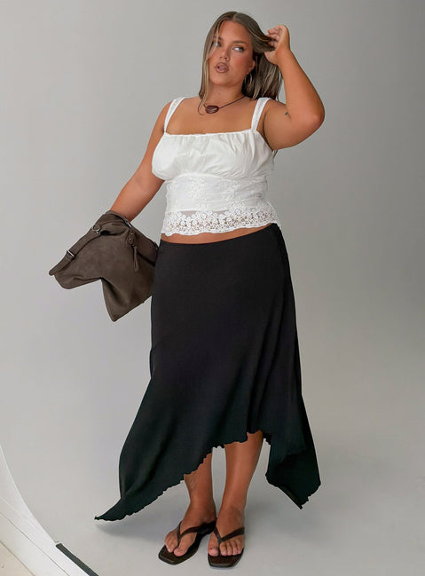 Futura Asymmetrical Midi Skirt Black Curve