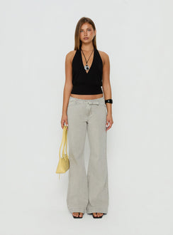 Slow Ride Mid Rise Bootleg Belted Jeans Desert Grey