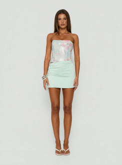 Jessicka Strapless Floral Sequin Mini Dress Aqua